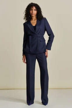 POM Amsterdam BLAZER Striped Midnight Blue New