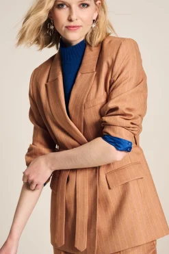 POM Amsterdam BLAZER Striped Sugar Brown New