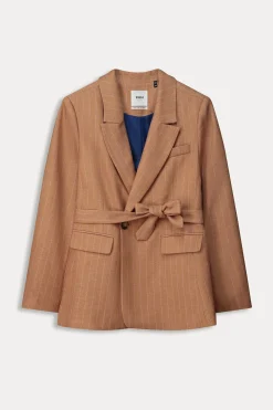 POM Amsterdam BLAZER Striped Sugar Brown New