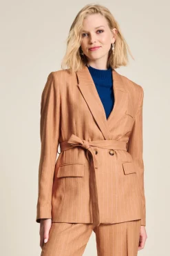 POM Amsterdam BLAZER Striped Sugar Brown New