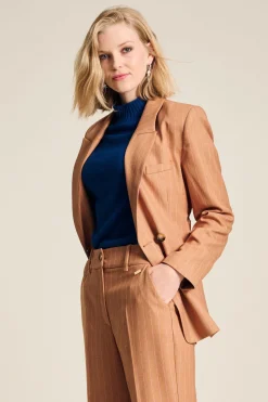 POM Amsterdam BLAZER Striped Sugar Brown New