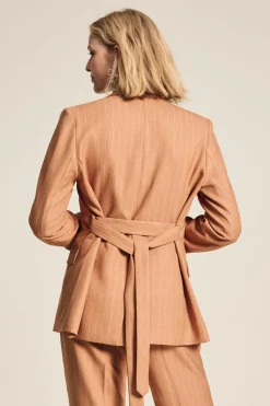 POM Amsterdam BLAZER Striped Sugar Brown New