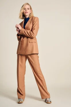POM Amsterdam BLAZER Striped Sugar Brown New