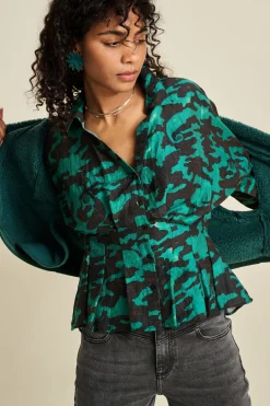 POM Amsterdam BLOUSE Camo Teal Green Sale