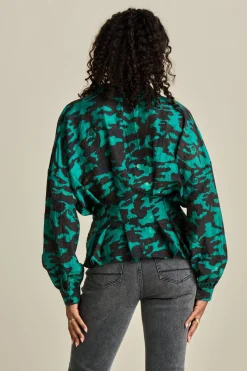 POM Amsterdam BLOUSE Camo Teal Green Sale