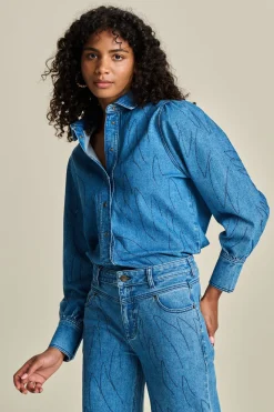 POM Amsterdam BLOUSE Denim Rhinestones Online