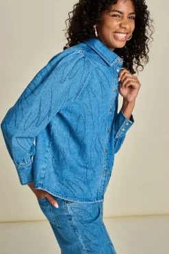 POM Amsterdam BLOUSE Denim Rhinestones Online