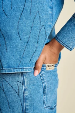 POM Amsterdam BLOUSE Denim Rhinestones Online