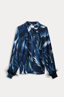 POM Amsterdam BLOUSE Feathers Blue Sale