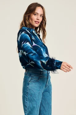 POM Amsterdam BLOUSE Feathers Blue Sale