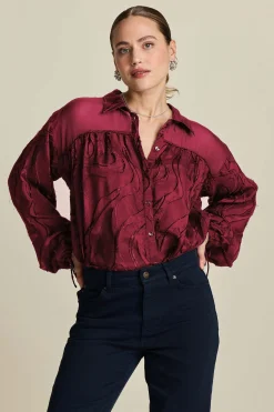 POM Amsterdam BLOUSE Jacquard Burgundy Red