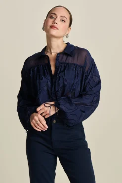 POM Amsterdam BLOUSE Jacquard Midnight Blue Best
