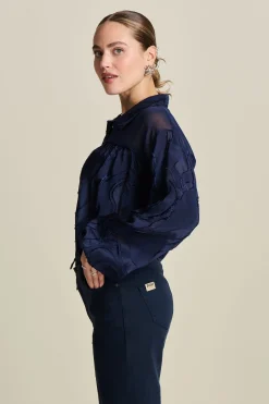 POM Amsterdam BLOUSE Jacquard Midnight Blue Best