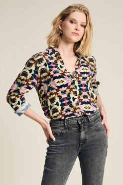 POM Amsterdam BLOUSE Mila Butterfly Sky