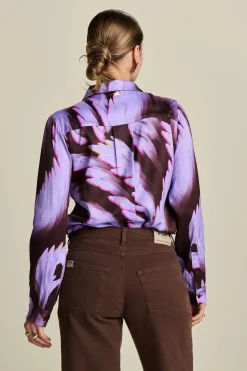 POM Amsterdam BLOUSE Mila Satin Feathers Brown Hot