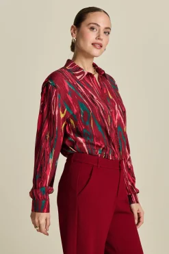 POM Amsterdam BLOUSE Milly Woody Burgundy Red New