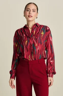 POM Amsterdam BLOUSE Milly Woody Burgundy Red New