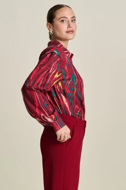 POM Amsterdam BLOUSE Milly Woody Burgundy Red New