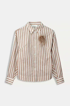 POM Amsterdam BLOUSE Striped Poplin White Hot
