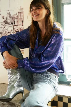 POM Amsterdam BLOUSE Violet Festive Blue Online
