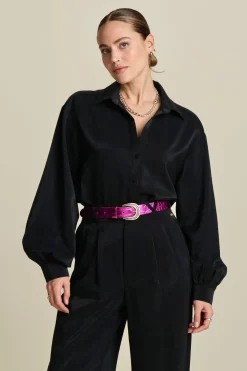 POM Amsterdam BLOUSE Violet Shimmer Black Online