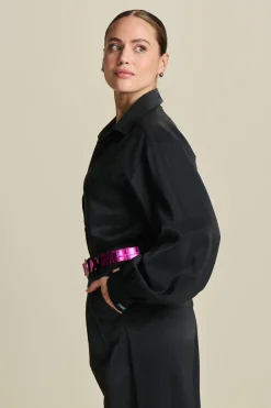 POM Amsterdam BLOUSE Violet Shimmer Black Online