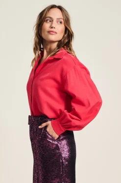 POM Amsterdam BLOUSE Violet Shimmer Vibrant Pink Online