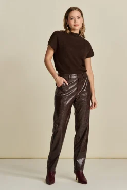 POM Amsterdam BROEK Faux Leather Brown New