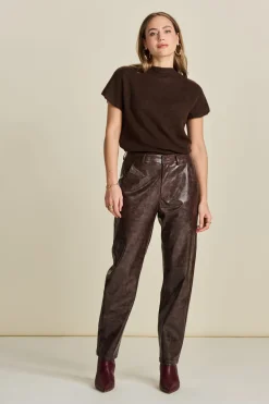 POM Amsterdam BROEK Faux Leather Brown New