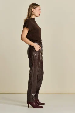 POM Amsterdam BROEK Faux Leather Brown New