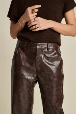 POM Amsterdam BROEK Faux Leather Brown New