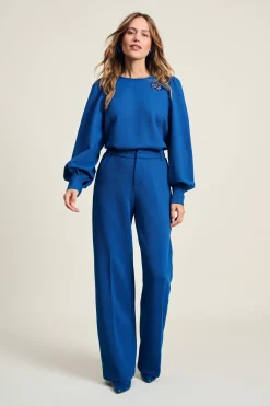 POM Amsterdam BROEK Wide Leg Mid Blue