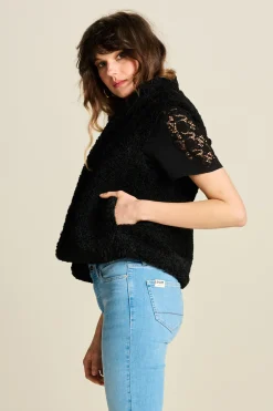 POM Amsterdam GILET Teddy Love Black
