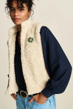 POM Amsterdam GILET Teddy Love Ecru Discount