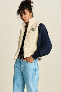 POM Amsterdam GILET Teddy Love Ecru Discount