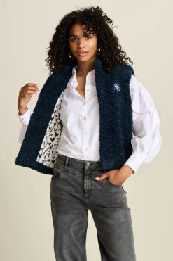 POM Amsterdam GILET Teddy Love Navy Clearance