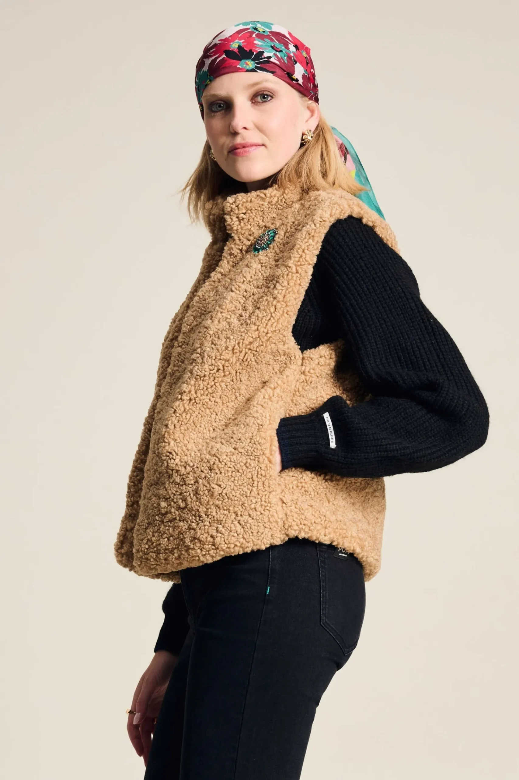 POM Amsterdam GILET Teddy Love Vintage Brown Sale