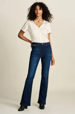 POM Amsterdam JEANS Esmee Flare Dark Blue Discount
