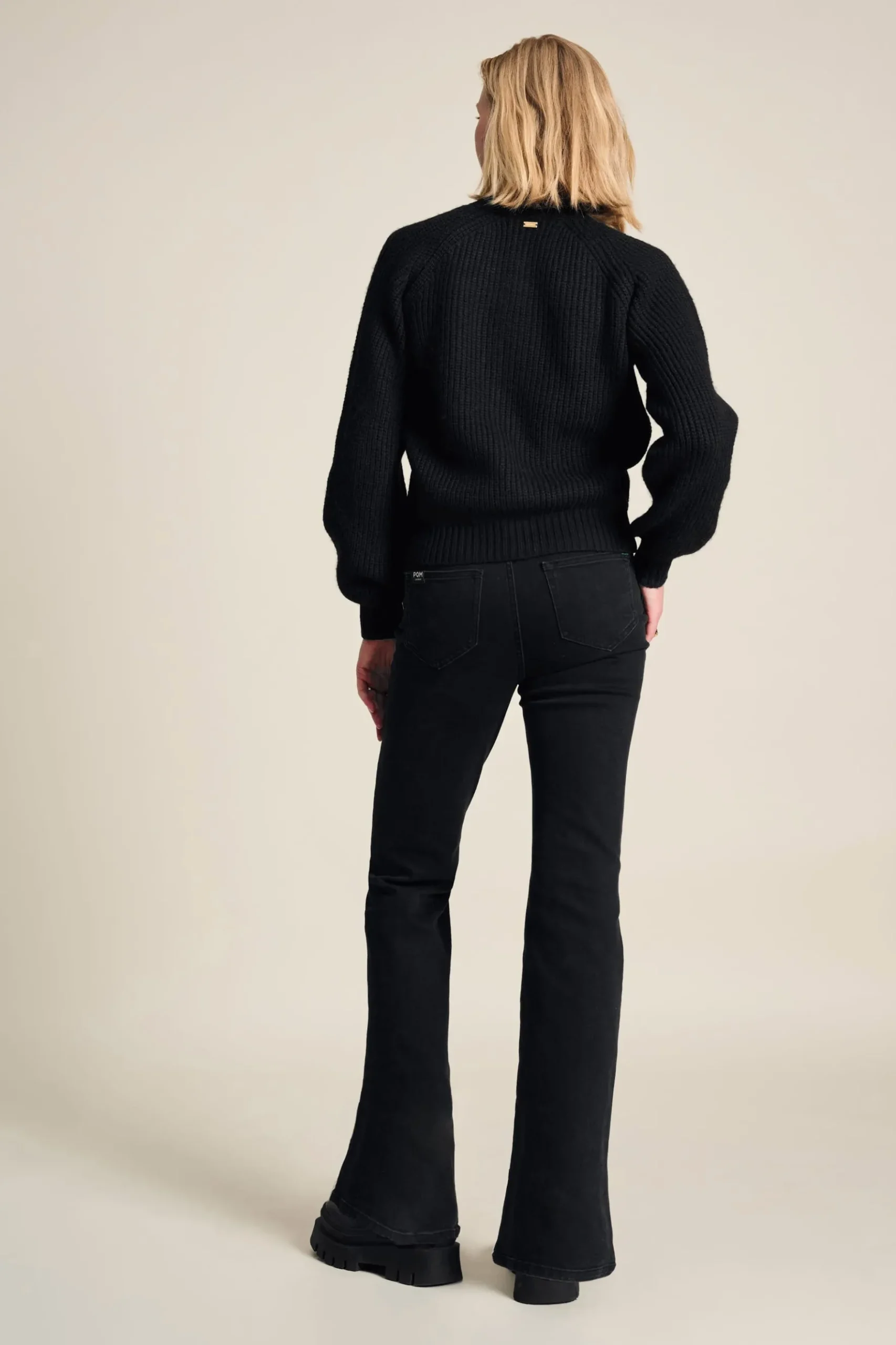 POM Amsterdam JEANS Esmee Flare Vintage Black New