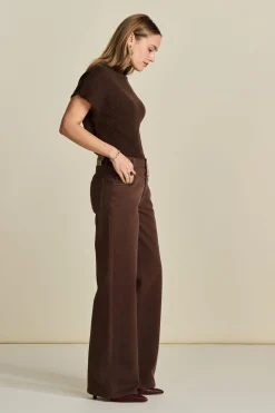 POM Amsterdam JEANS Wide Leg Washed Brown Hot