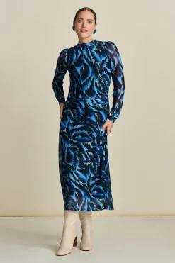 POM Amsterdam JURK Mesh Feathers Blue Outlet