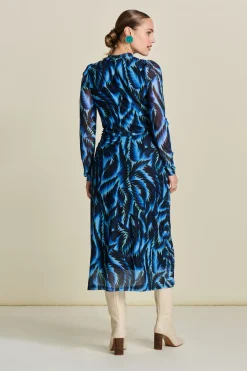 POM Amsterdam JURK Mesh Feathers Blue Outlet