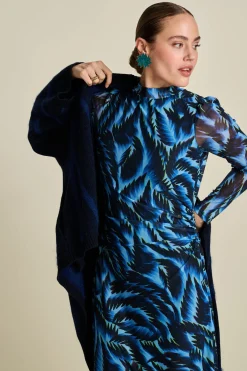 POM Amsterdam JURK Mesh Feathers Blue Outlet