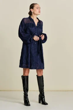 POM Amsterdam JURK Jacquard Midnight Blue Best