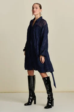 POM Amsterdam JURK Jacquard Midnight Blue Best