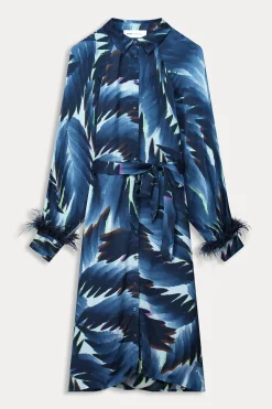 POM Amsterdam JURK Jada Feathers Blue Clearance