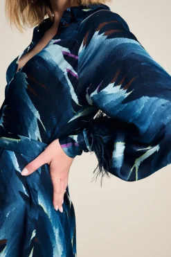 POM Amsterdam JURK Jada Feathers Blue Clearance
