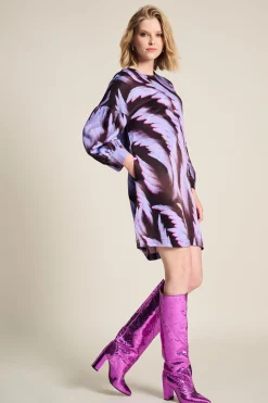 POM Amsterdam JURK Satin Feathers Brown