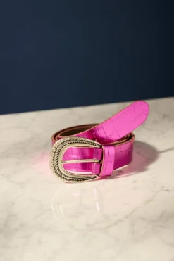 POM Amsterdam RIEM Metallic Fuchsia Croco Clearance